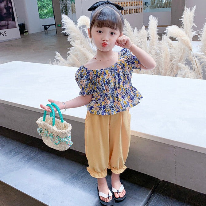 [363506] - Setelan Fashion Anak Import - Motif Plain Flowers