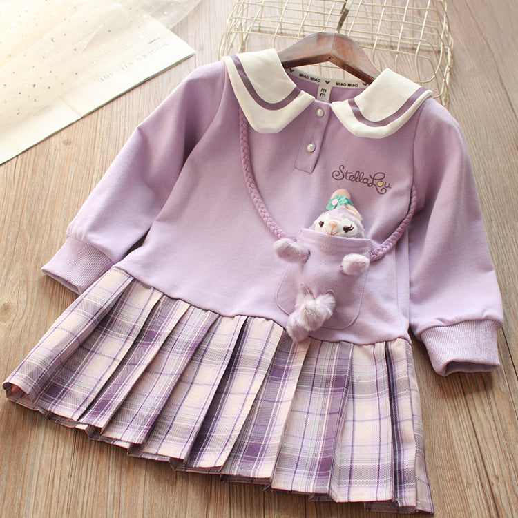 [363514] - 3D Dress Boneka Rok Lipat Plisket Gaya Korea Anak Perempuan - Motif Pocket Rabbit