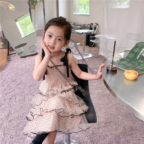 [363534] - Setelan Blouse Kutung Kombinasi Rok Tile Anak Perempuan - Motif Polka Strip