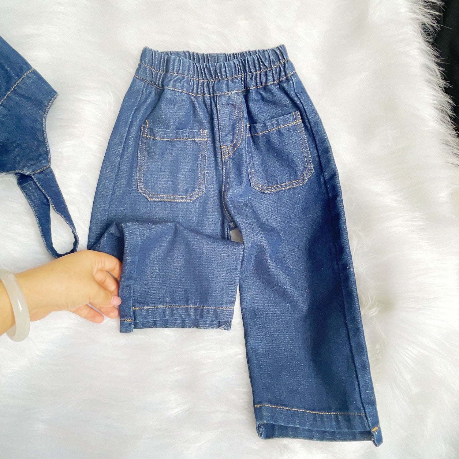 [363542] - Setelan 3 in 1 Inner Rompi Denim Celana Jeans Anak Perempuan - Motif Casual Plain