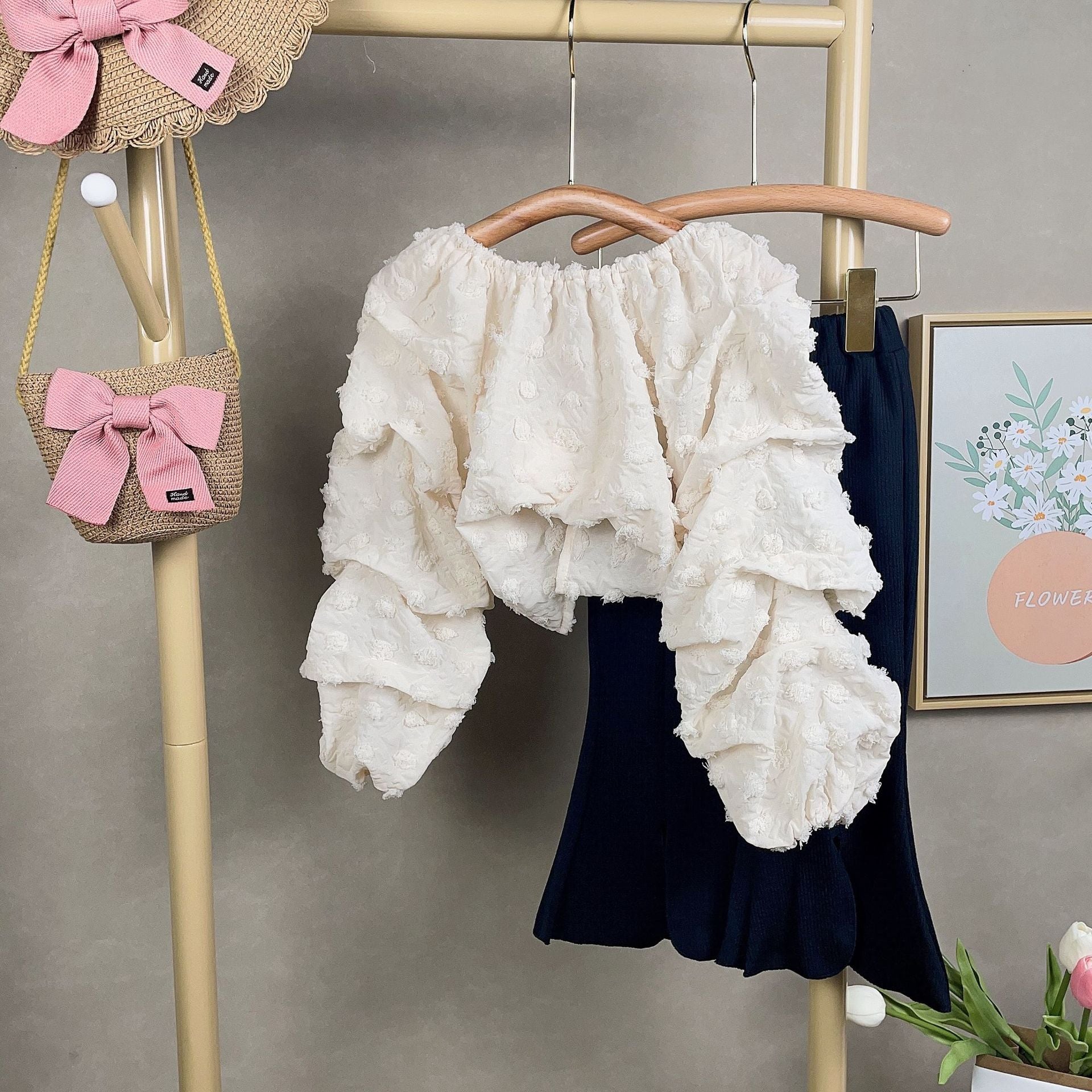 [363546] - Setelan Blouse Celana Cutbray Anak Perempuan - Motif Wavy Bloom