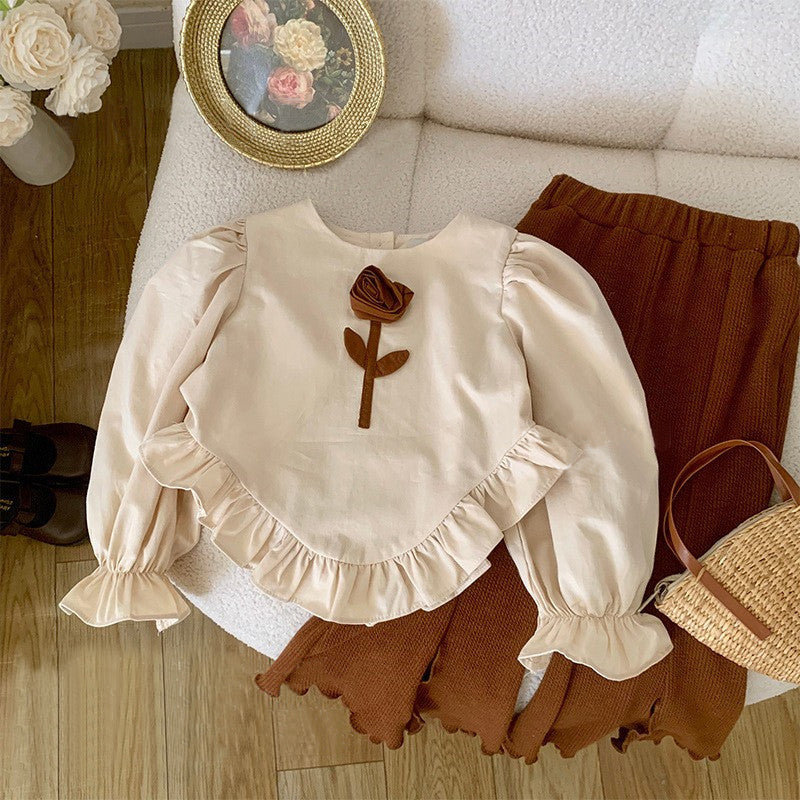 [363547] - Setelan 3D Blouse Celana Cutbray Anak Perempuan - Motif Flower Lace