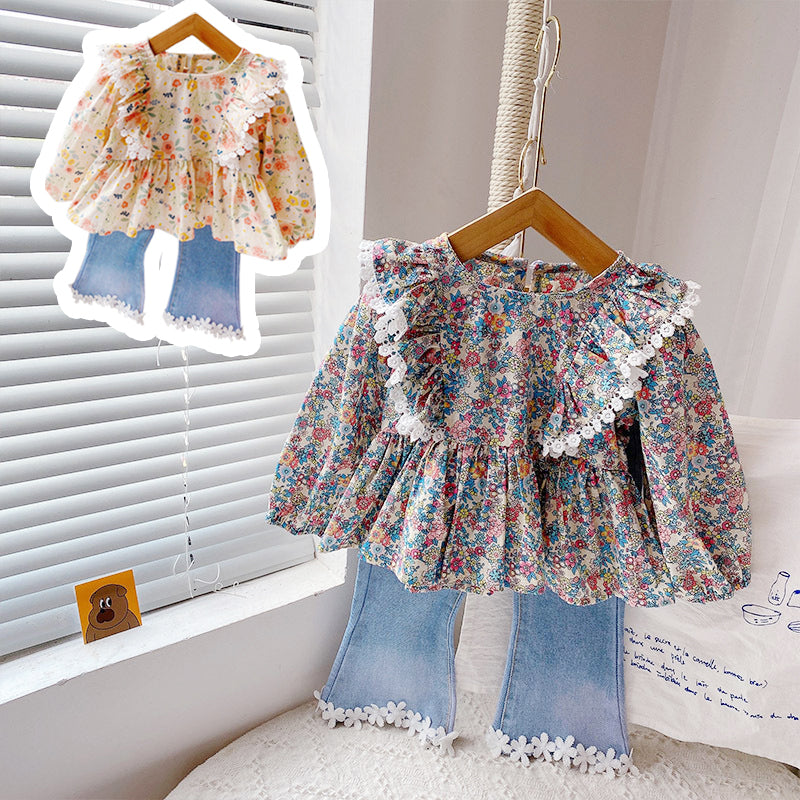 [363552] - Setelan Baju Fashion Blouse Bunga Celana Cutbray Anak Perempuan Cewek - Motif Pants Flowers