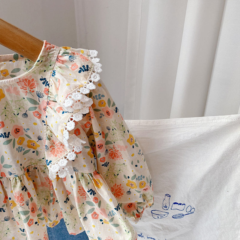 [363552] - Setelan Baju Fashion Blouse Bunga Celana Cutbray Anak Perempuan Cewek - Motif Pants Flowers