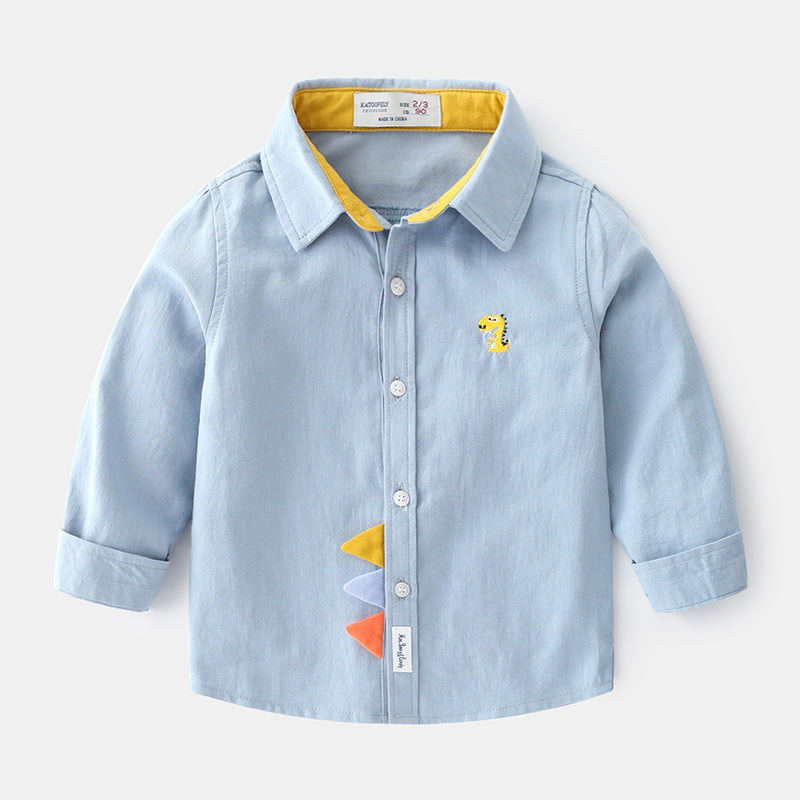 [366191] - Atasan 3D Kemeja Bordir Import Anak Cowok - Motif Dino Thorn
