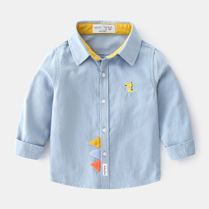 [366191] - Atasan 3D Kemeja Bordir Import Anak Cowok - Motif Dino Thorn