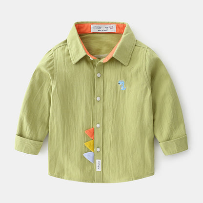 [366191] - Atasan 3D Kemeja Bordir Import Anak Cowok - Motif Dino Thorn