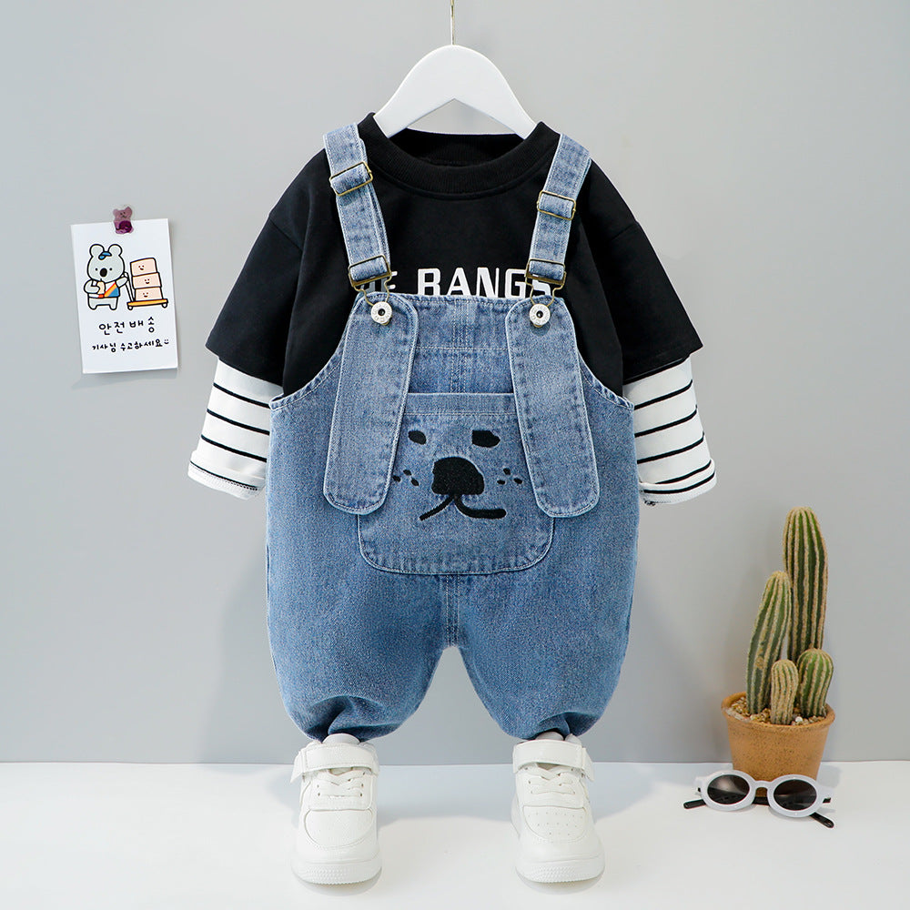 [367142] - Setelan Overall Anak - Motif Dog Face