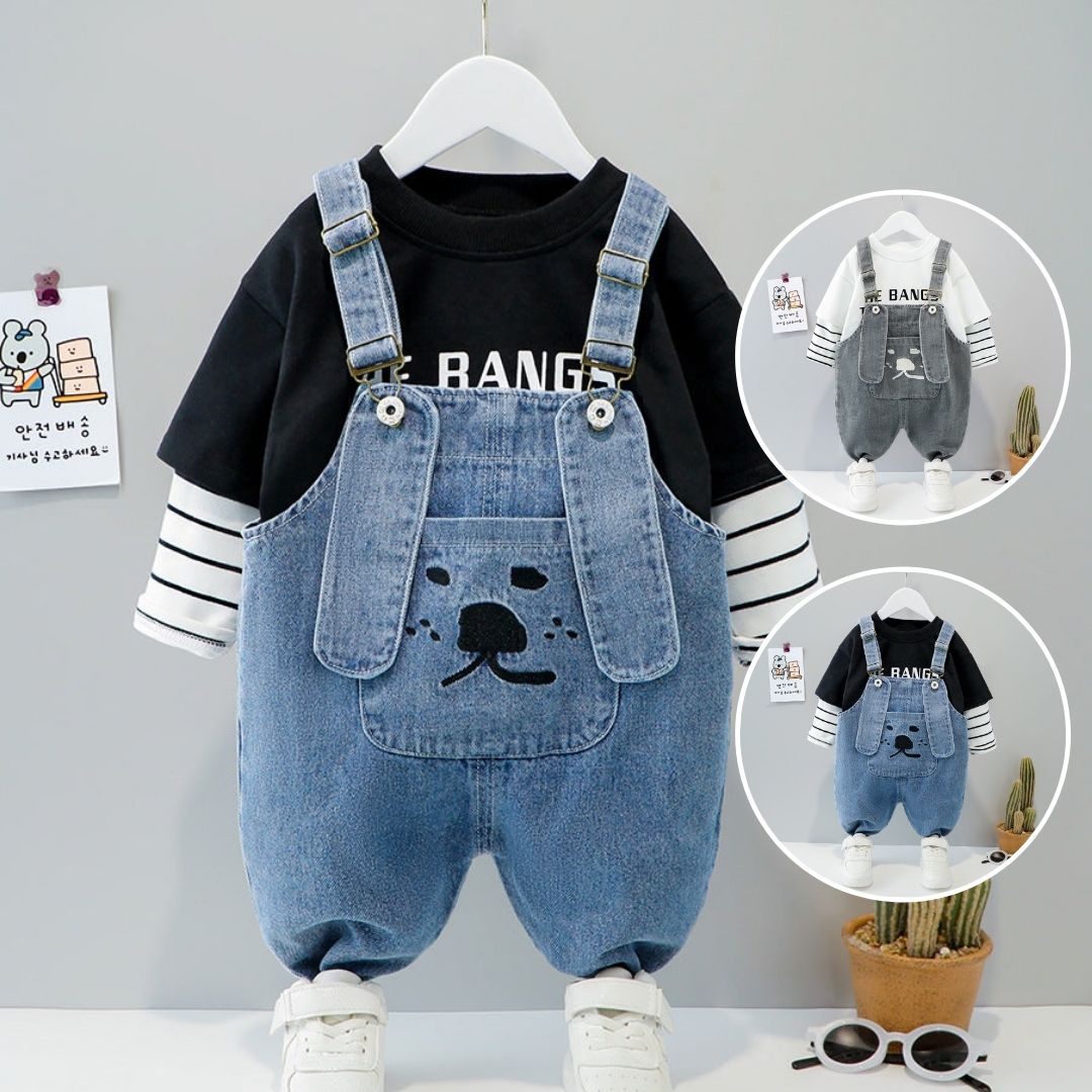 [367142] - Setelan Overall Anak Import - Motif Dog Face