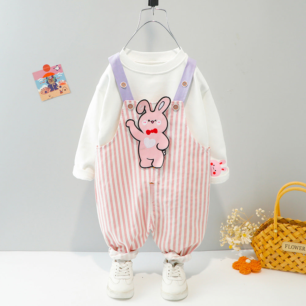 [367155] - Setelan Overall Trendy Anak Import - Motif Cheerful Rabbit