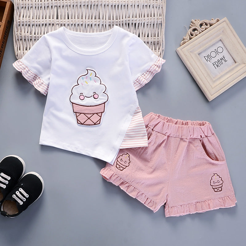 [368167] - Baju Setelan Atasan T-shirt Bawahan Celana Pendek Fashion Comfortable Anak Perempuan Cewek - Motif Fresh Cherries - BABYHOKI STORE