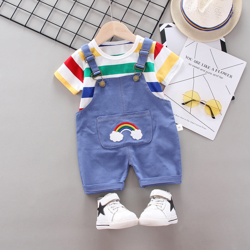 [368171] - Baju Setelan Keren Overall Anak Import - Motif Rainbow of Colors