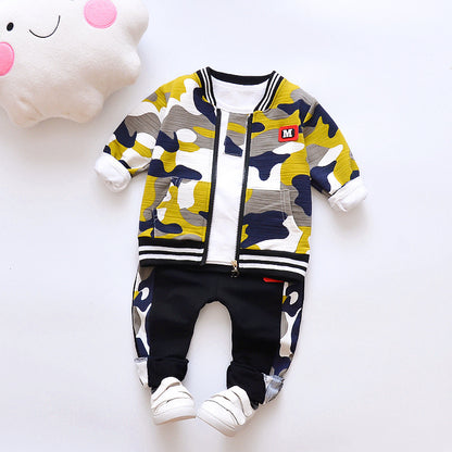 [368178-YELLOW] - Setelan Jaket 3 In 1 Keren Anak - Motif Army Stripes