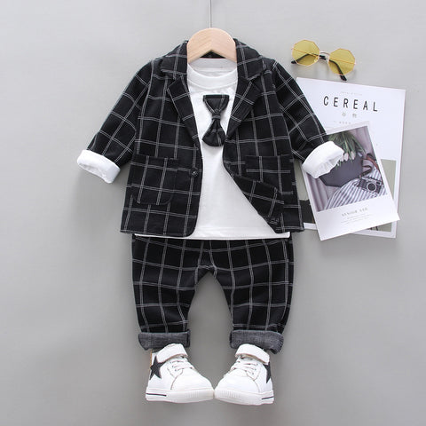 [368191-BLACK] - 3 In 1 Setelan Formal Keren Anak - Motif Bow Tie Tattersall