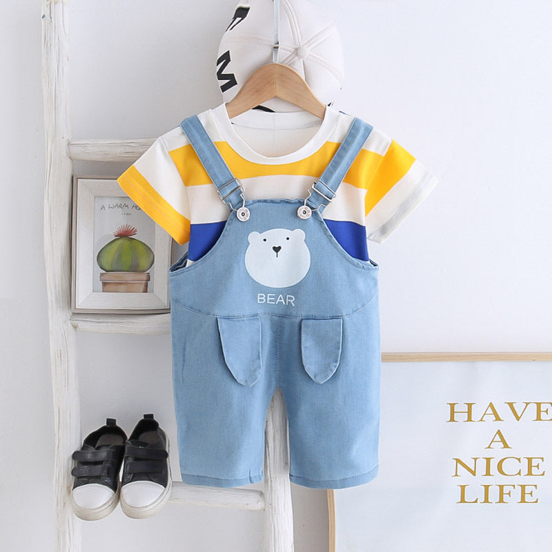 [368211] - Baju Setelan Overall Trendi Anak - Motif Bear Line Style