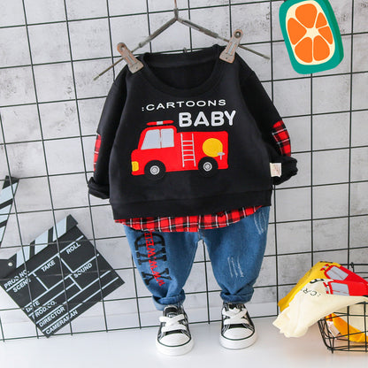 [368214-BLACK] - Setelan Keren Sweater Anak - Motif Cartoons Baby