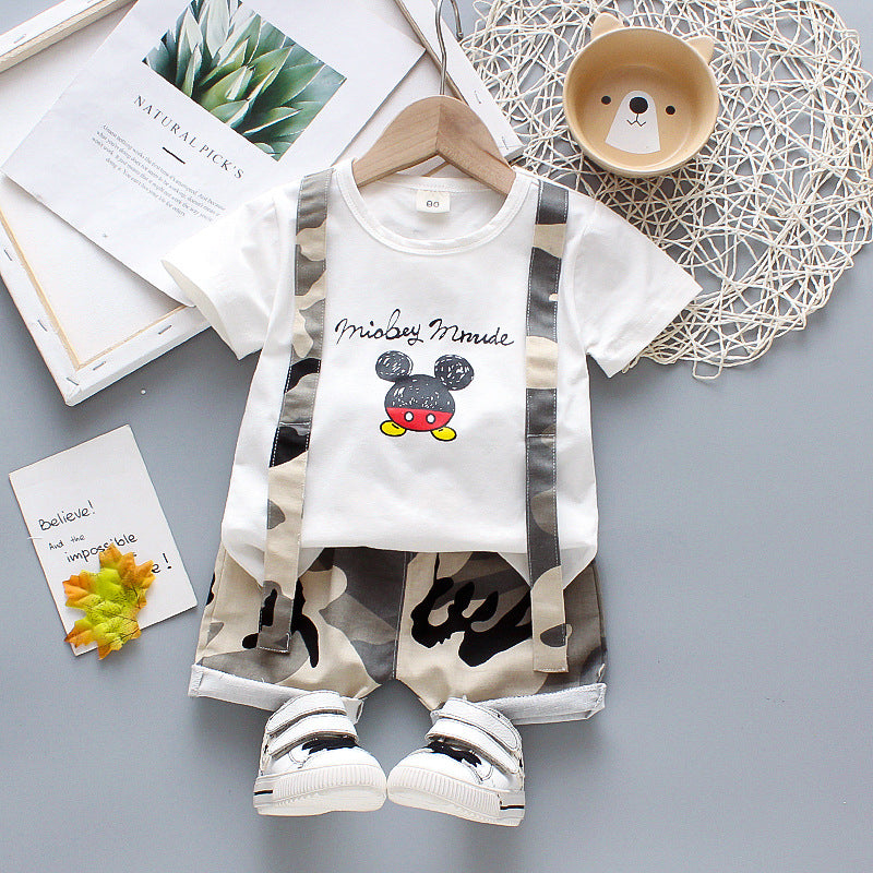 [368229-WHITE] - Baju Setelan Trendi Anak Import - Motif Mickey Mouse