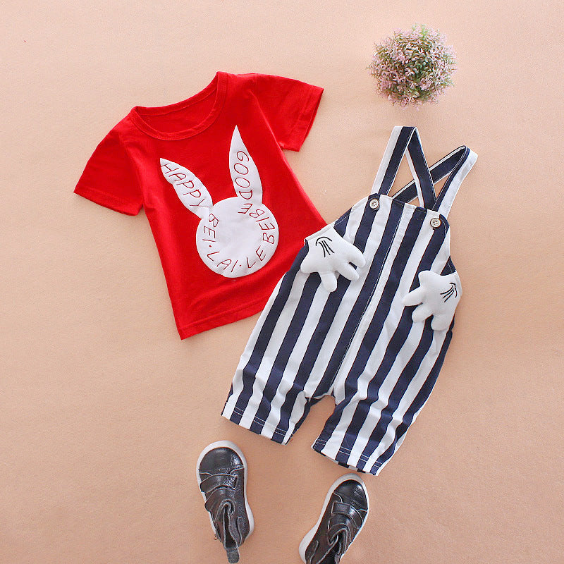 [368267] - Setelan Overall Sweet 3D Anak - Motif Striped Rabbit