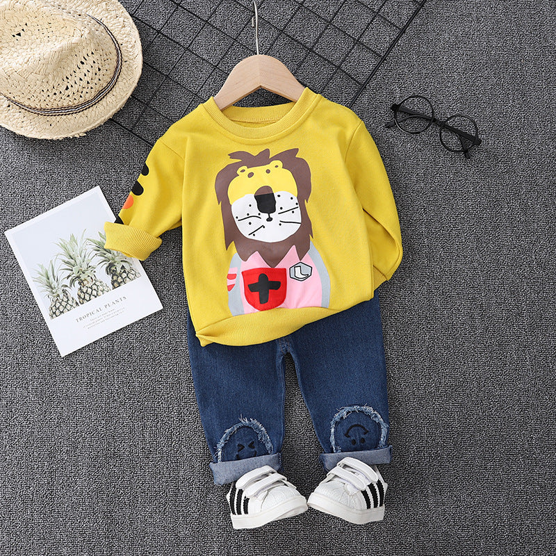 [368290-YELLOW] - Setelan Sweater Fashion Anak Import - Motif Adult Lion