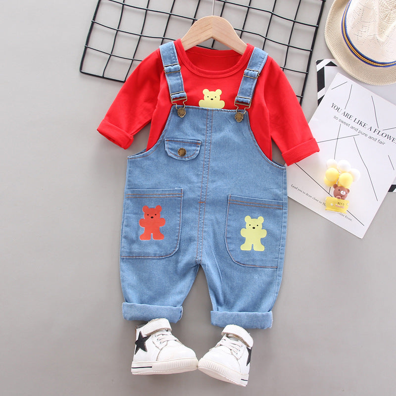 [368292] - Baju Setelan Overall Anak - Motif Animal Pouch