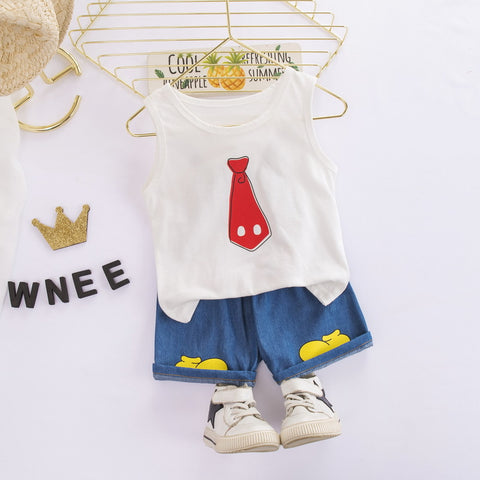 [368317] - Setelan Kaos Kutung Anak - Motif Tie Casually