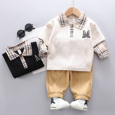 [368327] - Setelan Kaos Kerah Anak - Motif Madras Plain