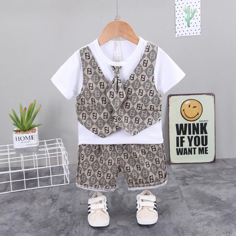 [368335] - Setelan Kaos Formal Fashion Anak Import - Motif Outer Vest