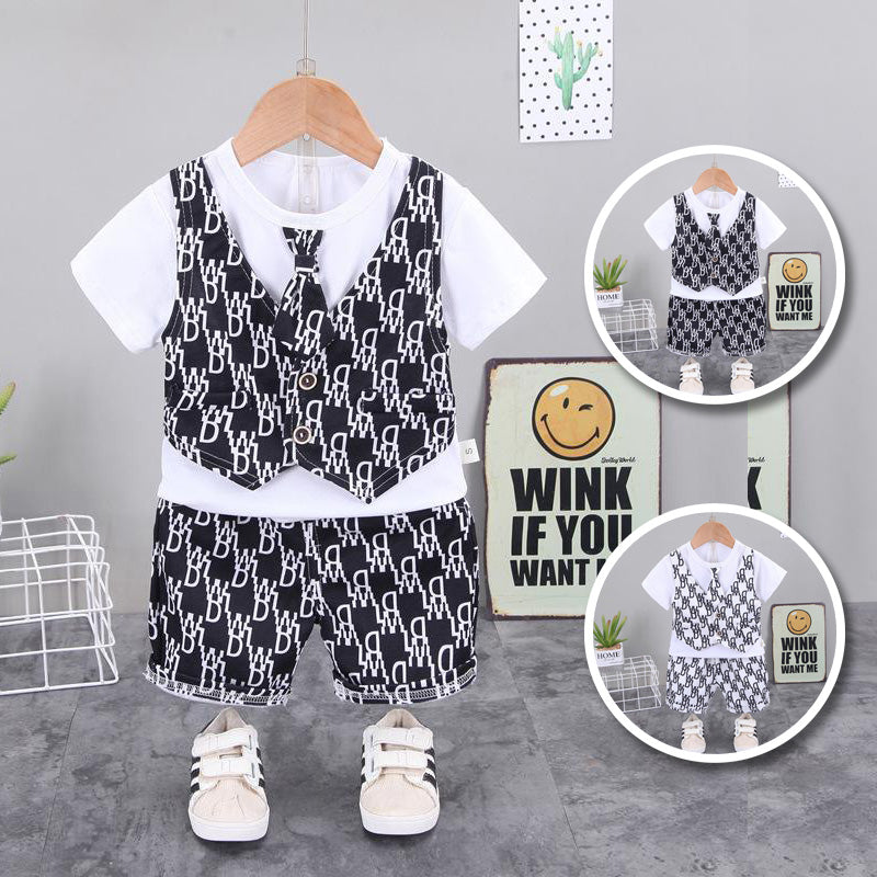 [368334] - Setelan Kaos Formal Fashion Anak Import  - Motif Outer Vest