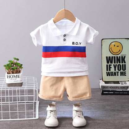 [368386] - Setelan Kaos Polo Fashion Anak - Motif Transverse