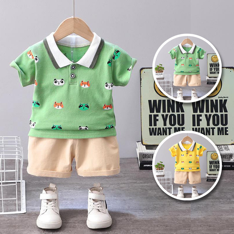 [368387] - Setelan Kaos Polo Fashion Anak - Motif Animal Face