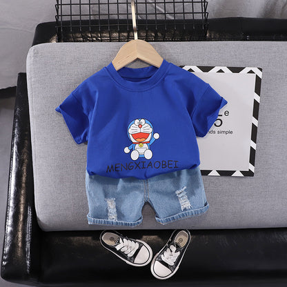 [368389] - Setelan Kaos Fashion Anak Import - Motif Doraemon