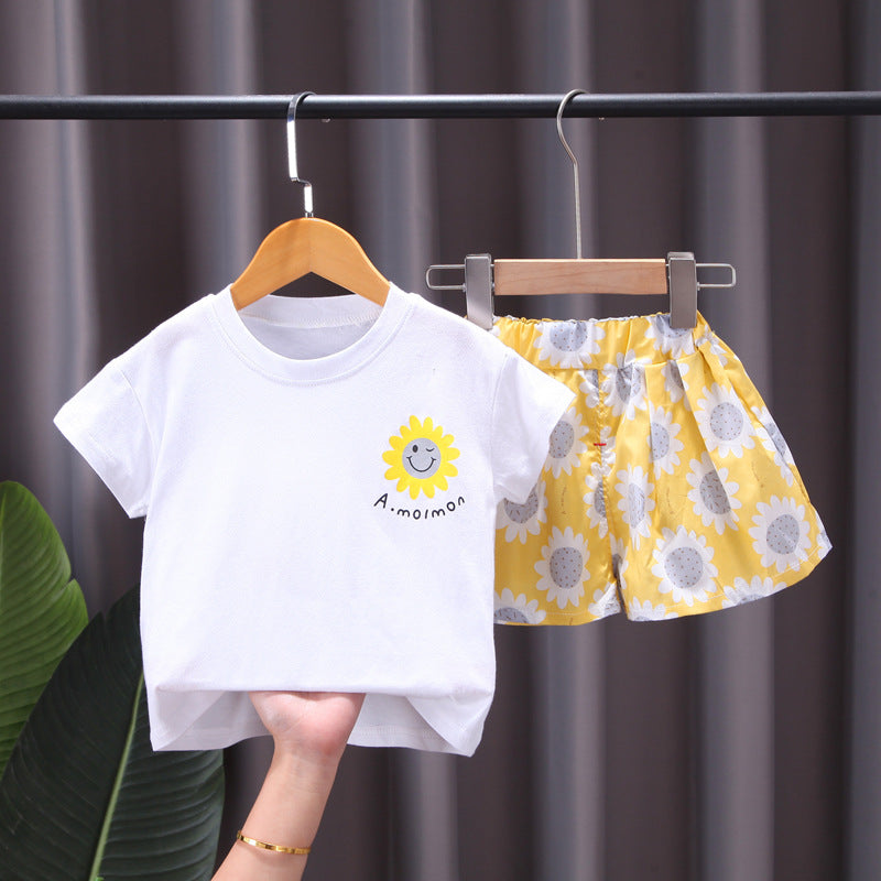 [368401] - Setelan Kaos Santai Anak - Motif Sunflower