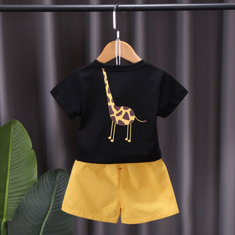 [368403] - Setelan Kaos Santai Anak - Motif Unique Giraffe