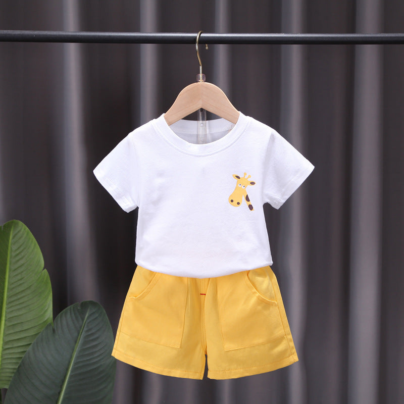 [368403] - Setelan Kaos Santai Anak - Motif Unique Giraffe