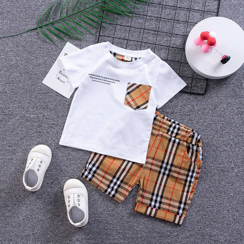 [368432] - Setelan Kaos Fashion Anak - Motif Madras Pocket