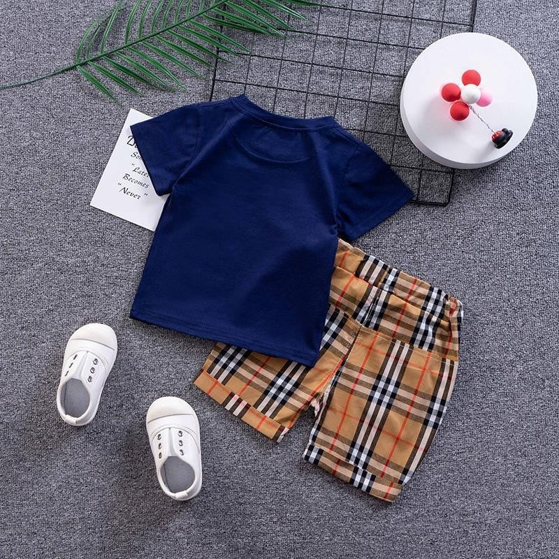 [368432] - Setelan Kaos Fashion Anak - Motif Madras Pocket
