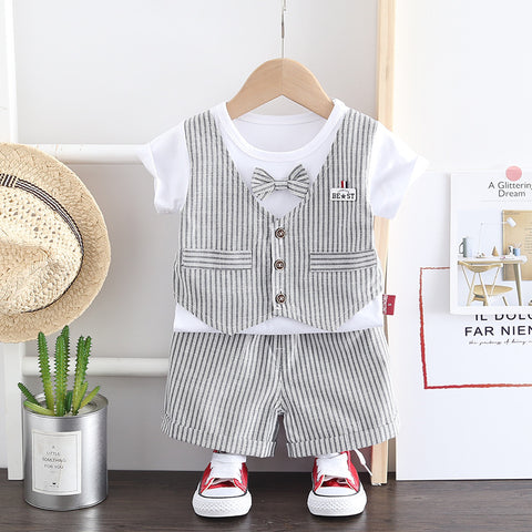 [368438] - Setelan Kemeja 3 In 1 Fashion Anak - Motif Vertical Line