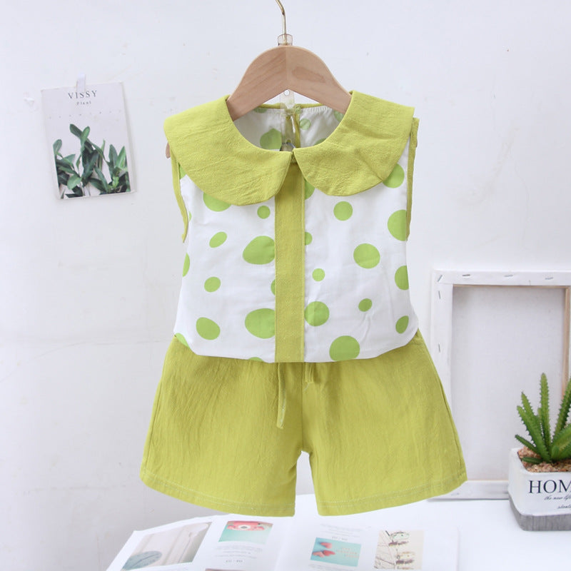 [368479] - Setelan Blouse Kutung Anak Fashionable - Motif Abstract Polkadot
