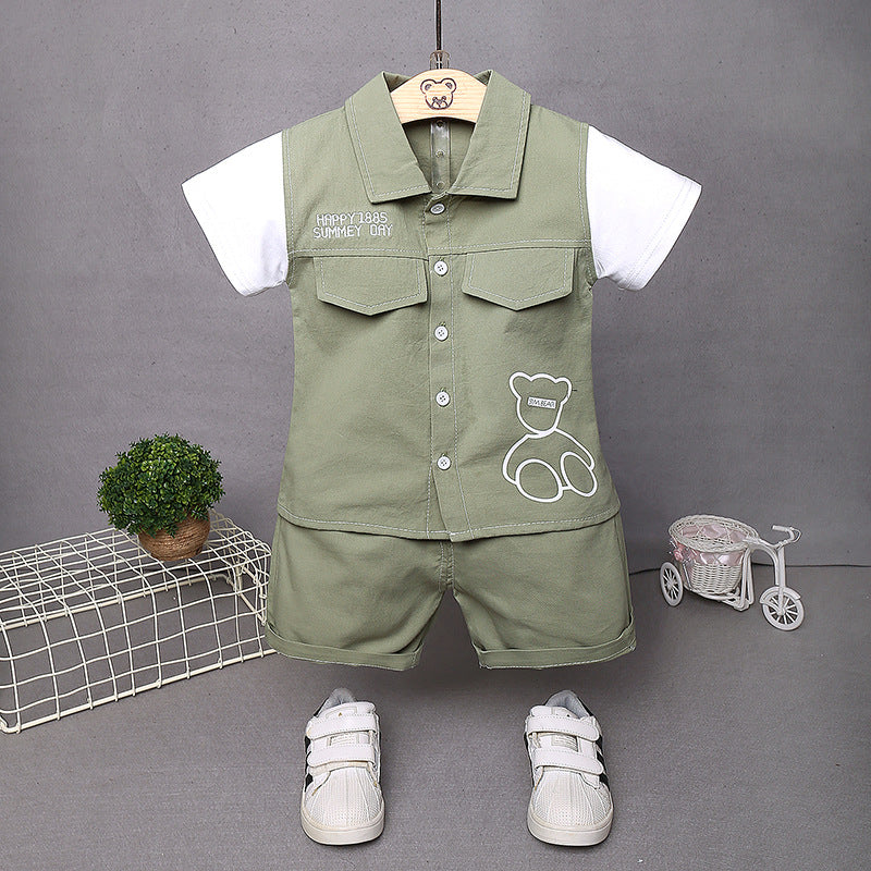 [368482] - Setelan Kemeja Ootd Anak Fashionable - Motif Summey Day