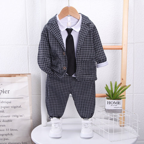 [368486] - Setelan Formal Ootd 3 In 1 Anak Fashionable - Motif Gingham Tie