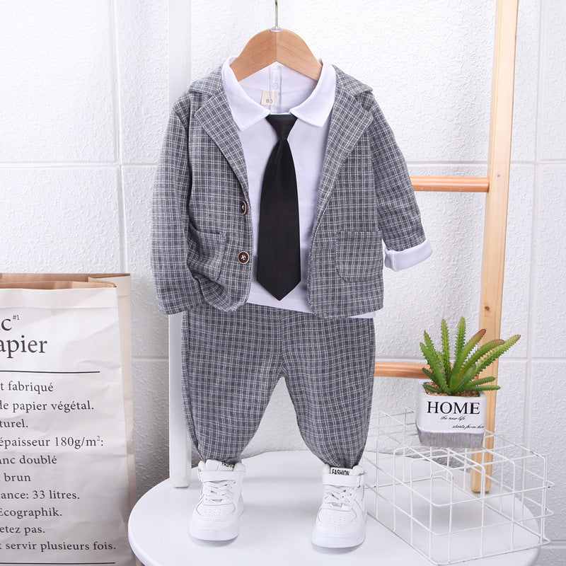 [368486] - Setelan Formal Ootd 3 In 1 Anak Fashionable - Motif Gingham Tie