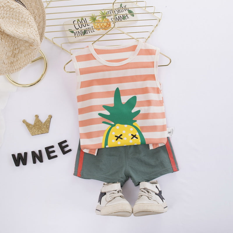 [368495] - Setelan Kaos Kutung Anak Fashionable - Motif Pineapple Line