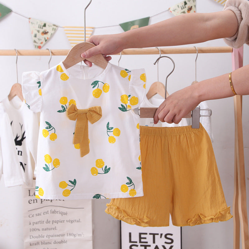 [368504] - Setelan Blouse Kutung Ootd Anak - Motif Ribbon Tie Fruit