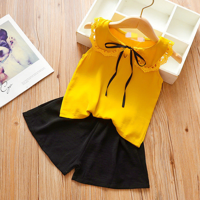 [368511] - Setelan Blouse Kutung Ootd Anak Perempuan - Motif Rope Collar