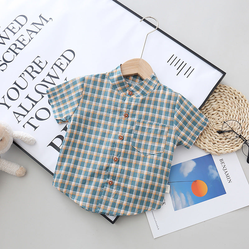 [368530] - Atasan Kemeja Koko Anak Fashionable - Motif Gingham Abstract