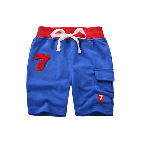 [370102-BLUE] - Celana Santai Anak / Celana Pendek Anak - Motif Number Seven