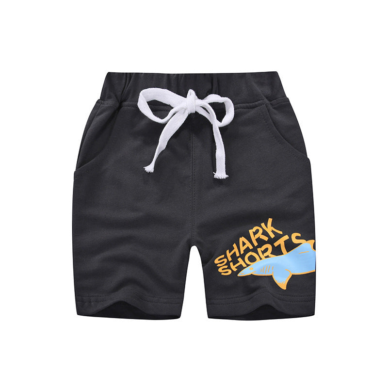 [370120-BLACK] - Celana Santai Anak Import / Celana Pendek Anak - Motif Shark Shorts