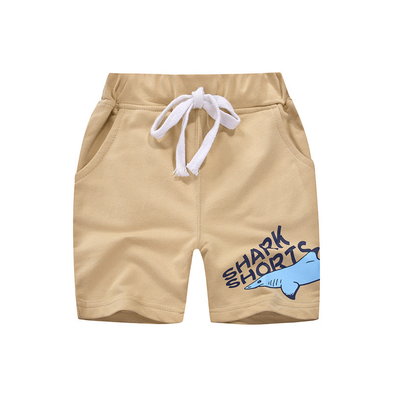 [370120-KHAKI] - Celana Santai Anak Import / Celana Pendek Anak - Motif Shark Shorts