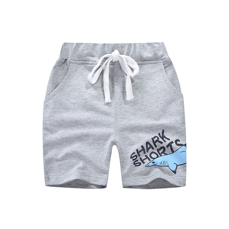 [370120-LIGHT GRAY] - Celana Santai Anak Import / Celana Pendek Anak - Motif Shark Shorts