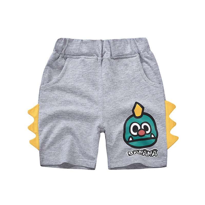 [370121-LIGHT GRAY] - Celana Santai 3D Anak / Celana Pendek Anak - Motif Baby Dino